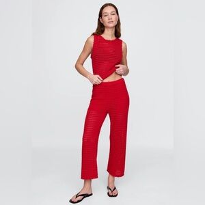 Gap Beachy Boho 100% Cotton Crochet Ankle Cropped Pants NWOT M Summer Vacation